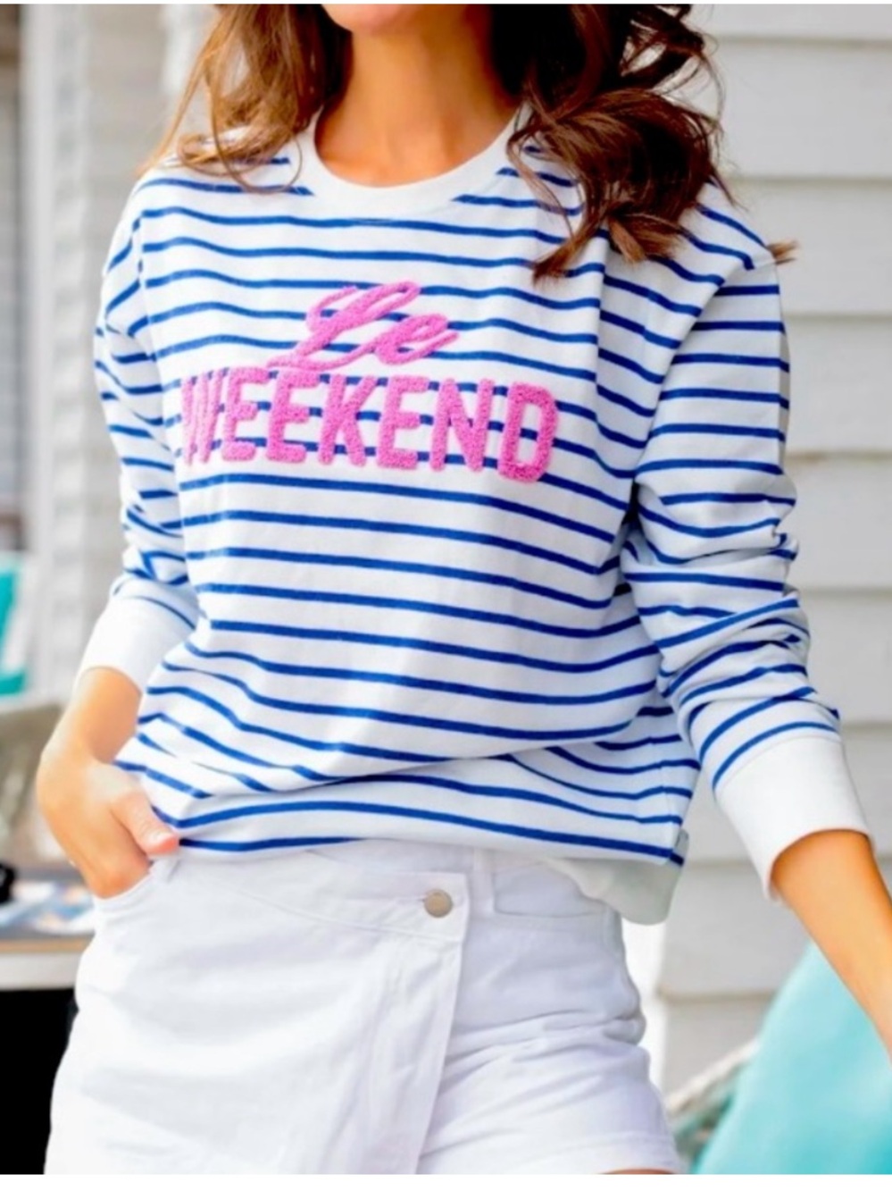 Shiraleah Le Weekend striped Sweathirt pullover, lightweight crew neck, sz S